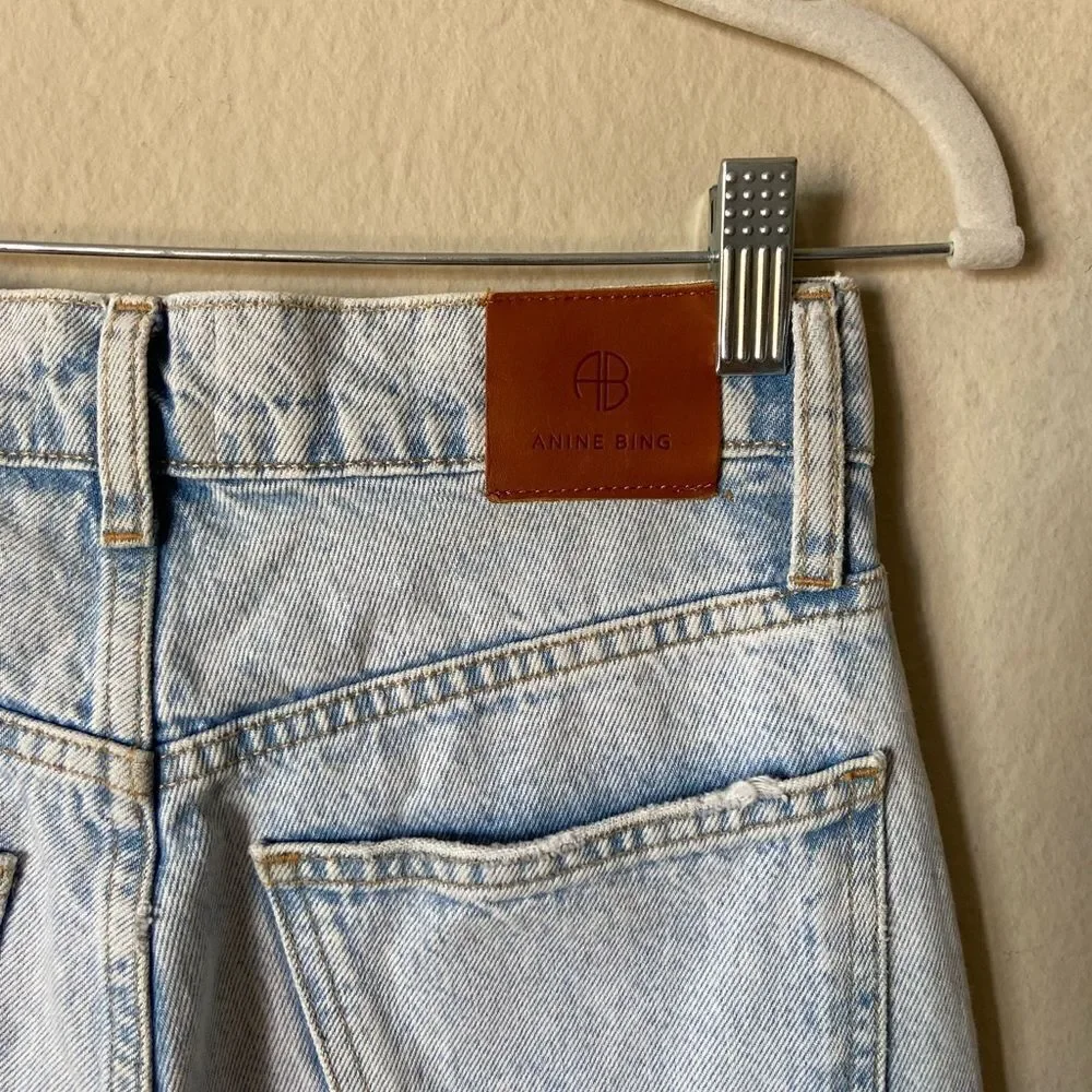 Anine Bing Sonya Blue Jeans Crop Straight Leg High Rise Size 25
